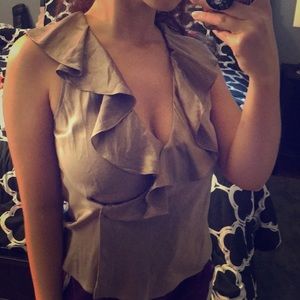 Silk beige sleeveless blouse